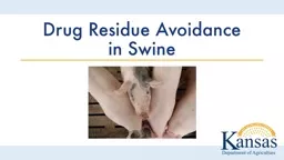 Drug Residue Avoidance in Swine