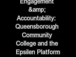 Engagement & Accountability:  Queensborough Community College and the Epsilen Platform