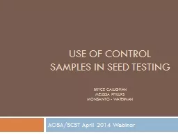 Use of Control Samples in Seed Testing