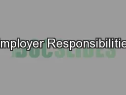 Employer Responsibilities