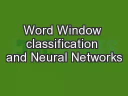 Word Window classification and Neural Networks