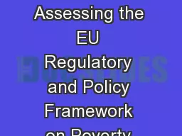 Disability Perspective Assessing the EU Regulatory and Policy Framework on Poverty and