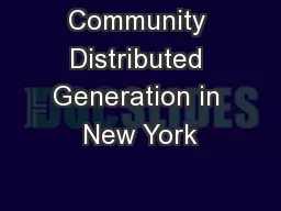 Community Distributed Generation in New York