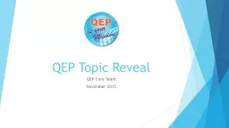 QEP Topic Reveal QEP  Core & Implementation Teams