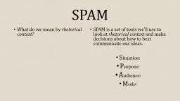 SPAM What do we mean by