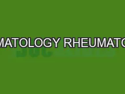 RHEUMATOLOGY RHEUMATOLOGY