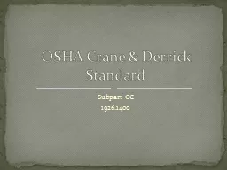 Subpart CC 1926.1400 OSHA Crane & Derrick Standard