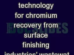 Development of a new technology for chromium recovery from surface finishing industries’