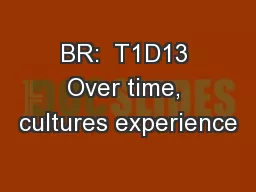 BR:  T1D13 Over time, cultures experience