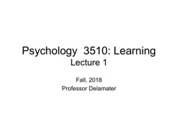 Psychology  3510: Learning