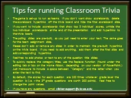 Tips for running Classroom Trivia