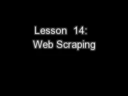 Lesson  14:  Web Scraping