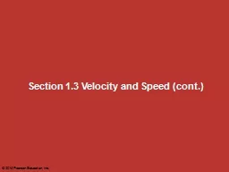 Section 1.3  Velocity and Speed (cont.)