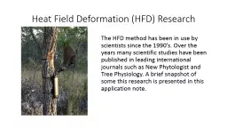 Heat Field Deformation (HFD) Research