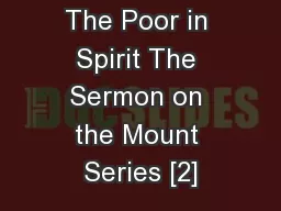 The Poor in Spirit The Sermon on the Mount Series [2]