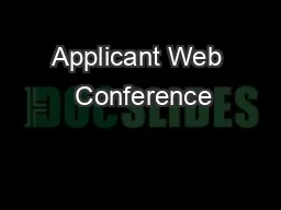 Applicant Web  Conference