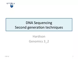 DNA  Sequencing Second generation techniques