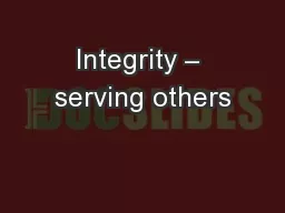 Integrity – serving others