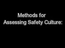 Methods for Assessing Safety Culture: