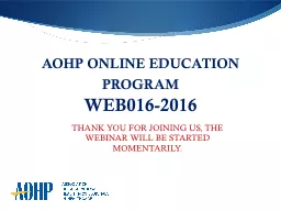 AOHP ONLINE EDUCATION PROGRAM