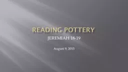 READING POTTERY JEREMIAH 18-19