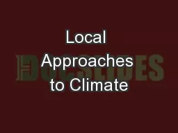 Local Approaches to Climate