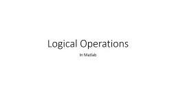 Logical Operations In Matlab