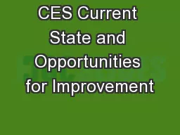 CES Current State and Opportunities for Improvement