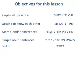Objectives for this lesson