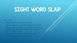 Sight Word Slap How to Play:
