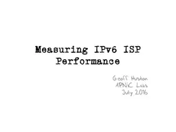 Measuring IPv6 ISP  Performance