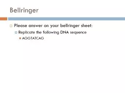 Bellringer Please answer on your