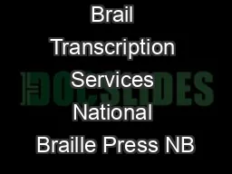 Brail Transcription Services National Braille Press NB