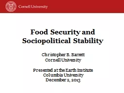 Food  Security and Sociopolitical Stability
