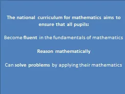 The national curriculum for mathematics aims to ensure that all pupils: