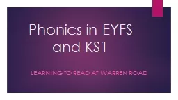 Phonics in EYFS and KS1 Learning to read at Warren Road
