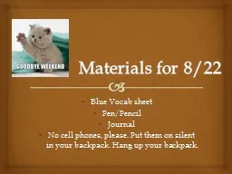 Materials for 8/22