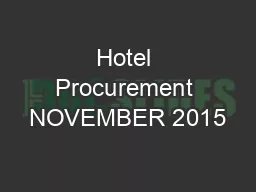 Hotel Procurement NOVEMBER 2015