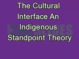 The Cultural Interface An Indigenous Standpoint Theory