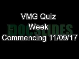 VMG Quiz Week Commencing 11/09/17