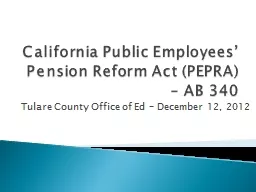 California Public Employees’ Pension Reform Act (PEPRA) – AB 340