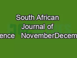 South African Journal of Science   NovemberDecember