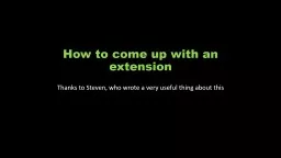 How to come up with an extension