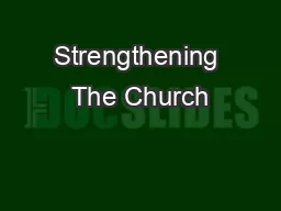 Strengthening The Church