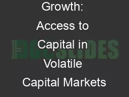 Strategies for Growth: Access to Capital in Volatile Capital Markets