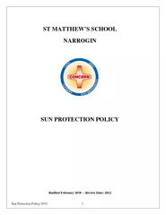 Sun Protection Policy   ST MATTHEWS SCHOOL NARROGIN SU