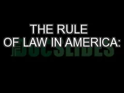 THE RULE  OF LAW IN AMERICA: