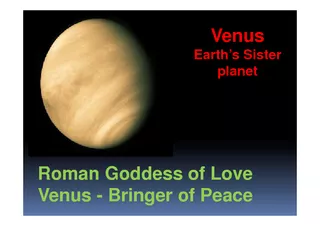 Venus Earths Sister planet Roman Goddess of Love Venus