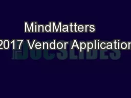 MindMatters   2017 Vendor Application