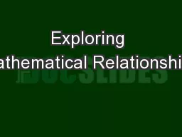 Exploring Mathematical Relationships